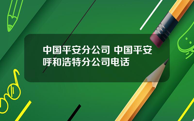 中国平安分公司 中国平安呼和浩特分公司电话